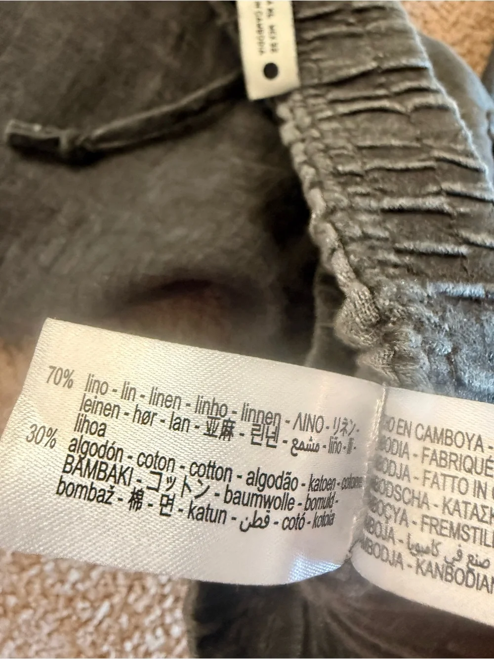 Zara Charcoal Drawstring Linen-Blend Joggers